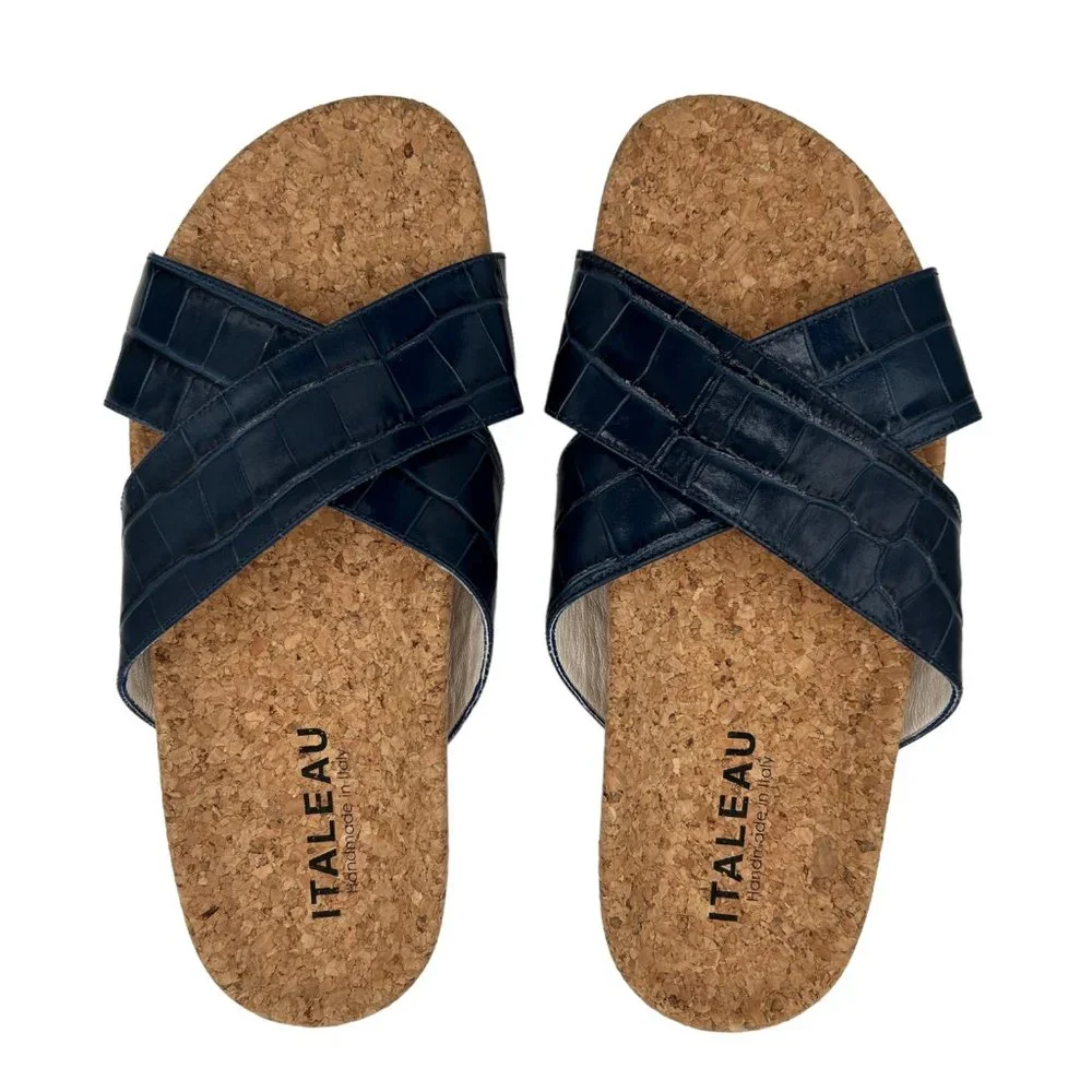 Italeau‎ Morena Croc Embossed Waterproof Slide Sandal (8.5)